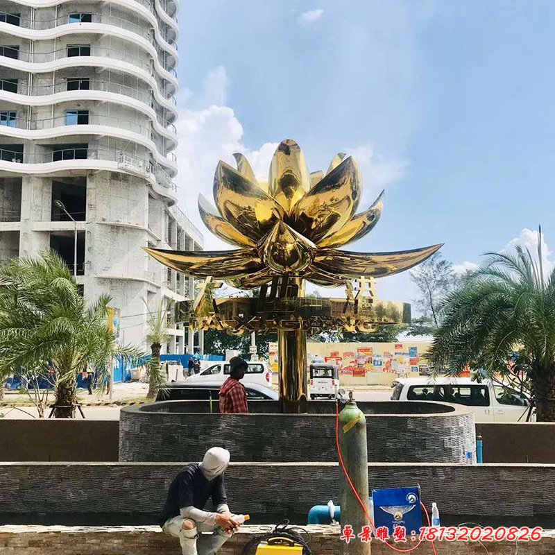 厂家定制不锈钢荷花雕塑 镜面雕塑户外抽象雕塑 商场景观摆件雕塑2400