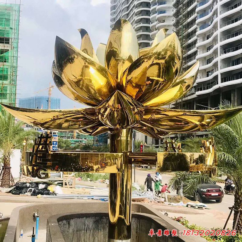 厂家定制不锈钢荷花雕塑 镜面雕塑户外抽象雕塑 商场景观摆件雕塑2399