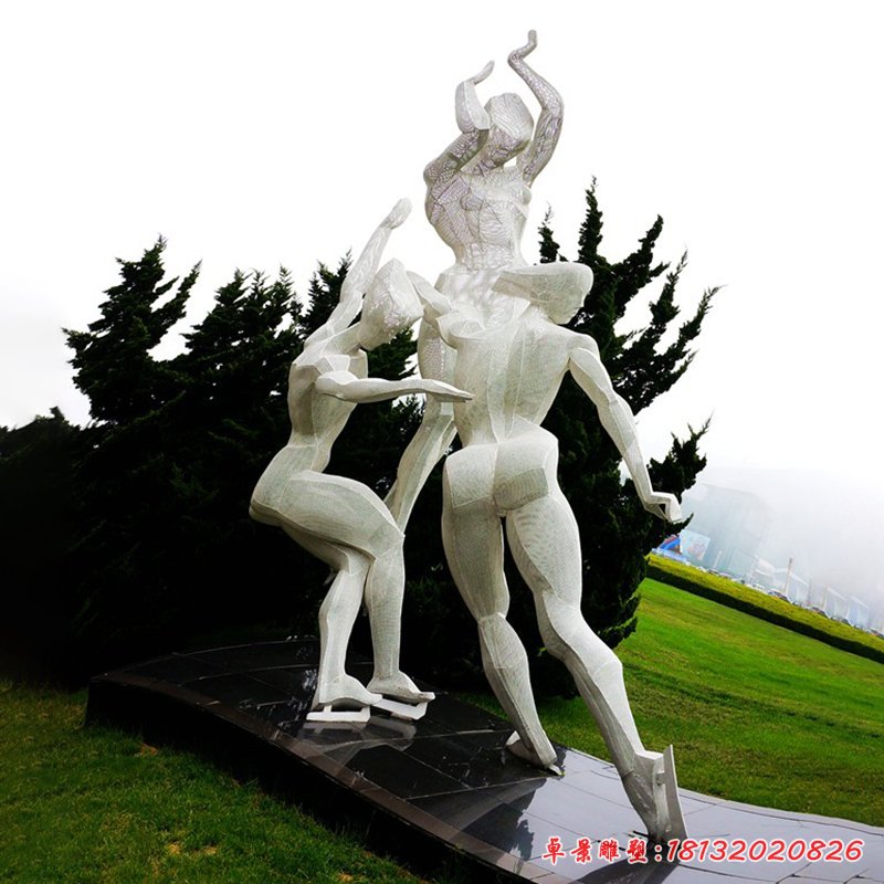 花样滑冰雕塑,不锈钢运动雕塑 (2)