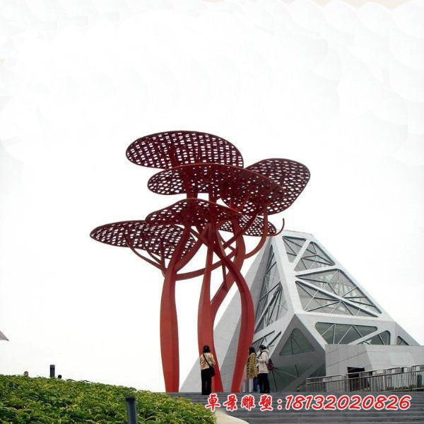 城市镂空蘑菇树雕塑 (1)
