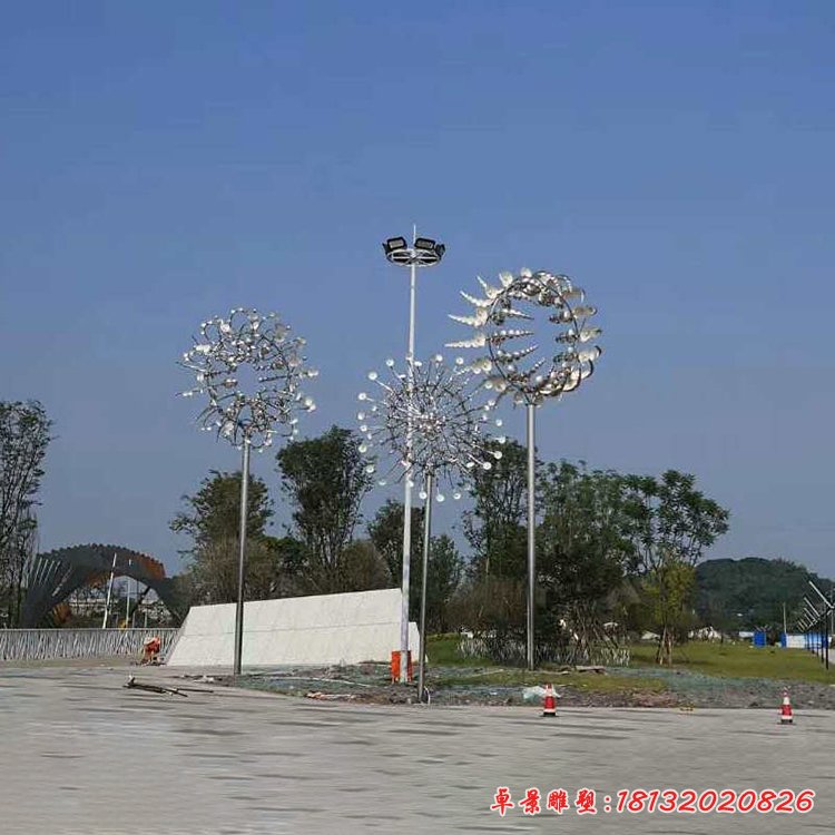 广场不锈钢抽象向日葵雕塑 (2)