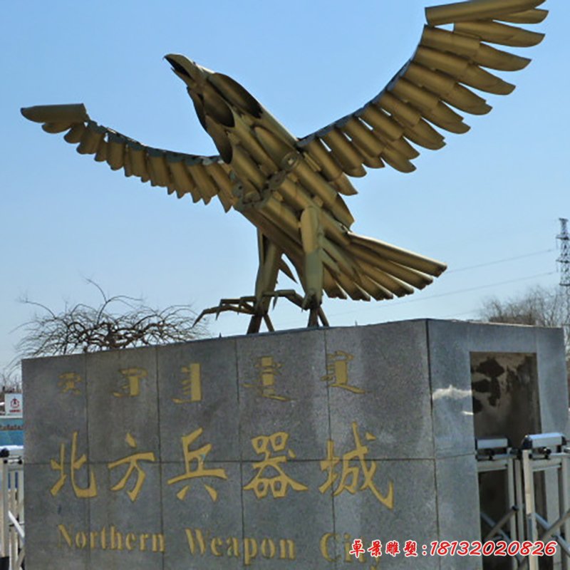 不锈钢老鹰雕塑,企业不锈钢雕塑