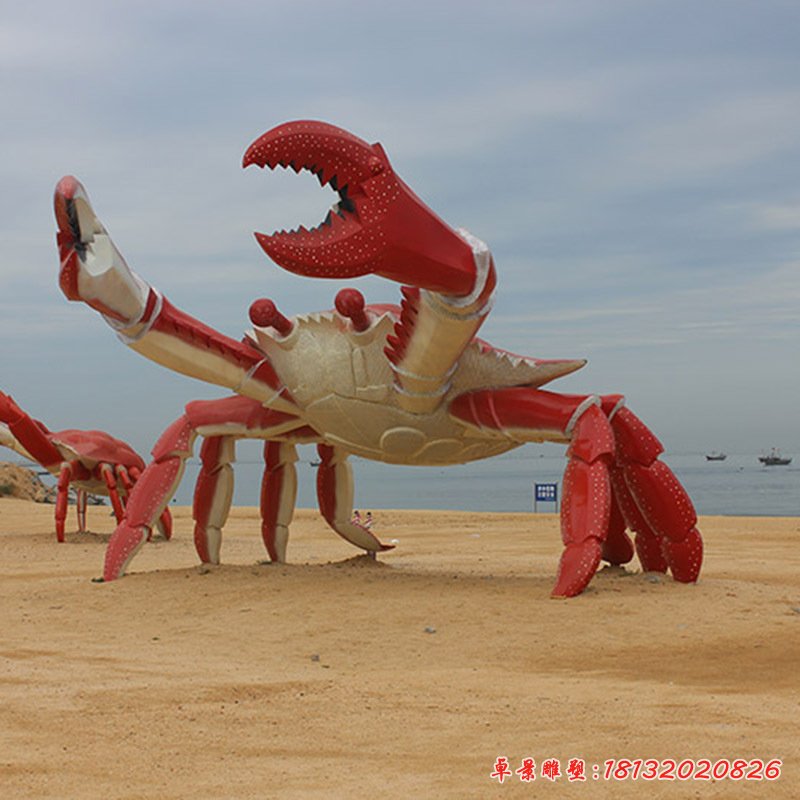 沙滩不锈钢大螃蟹雕塑