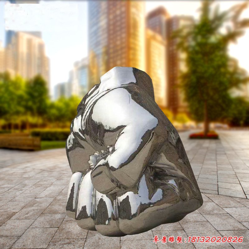 不锈钢拳头雕塑，广场景观雕塑 (2)