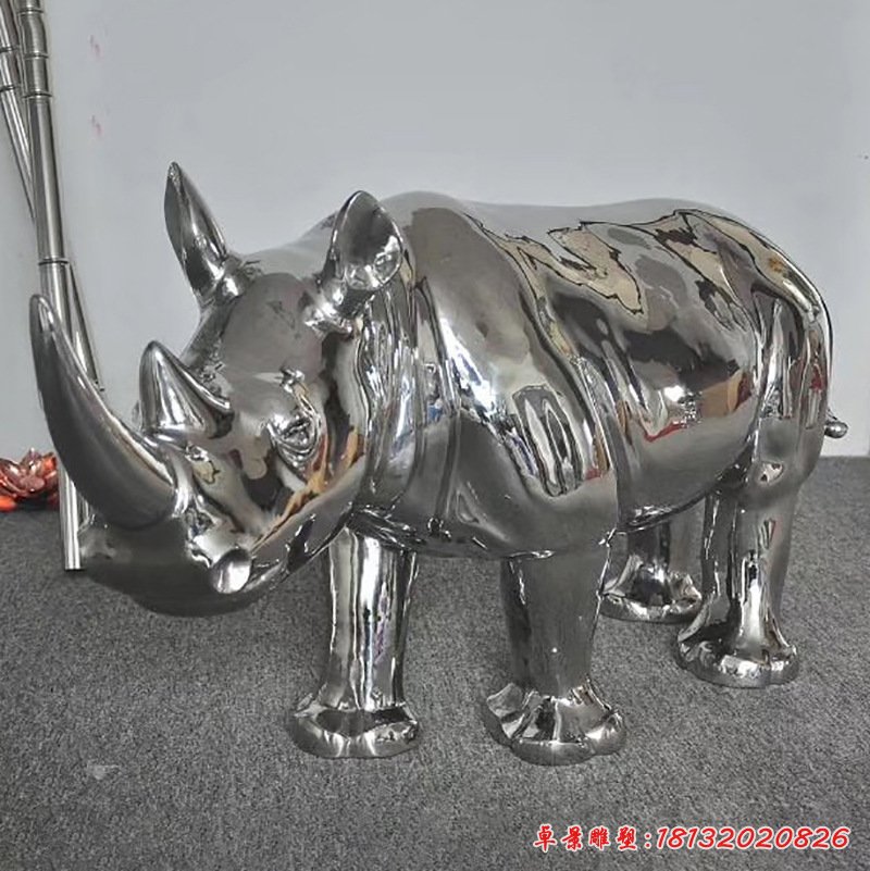 犀牛不锈钢抽象雕塑[1]