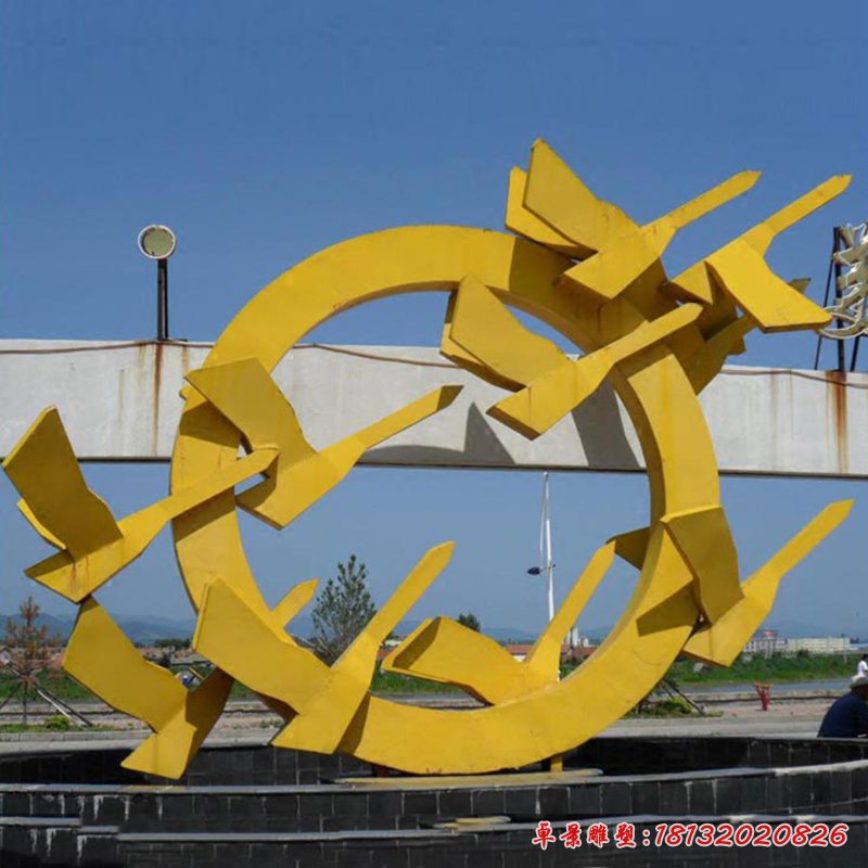 大雁圆环不锈钢雕塑