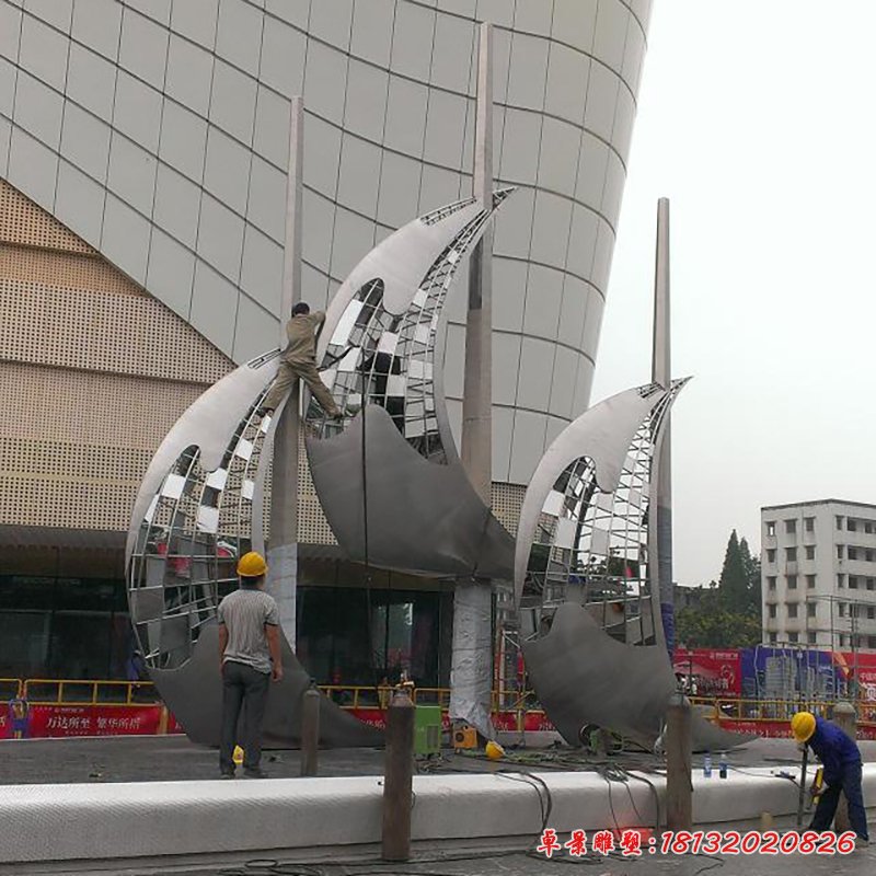 不锈钢乘风破浪雕塑,不锈钢帆船雕塑 (4)