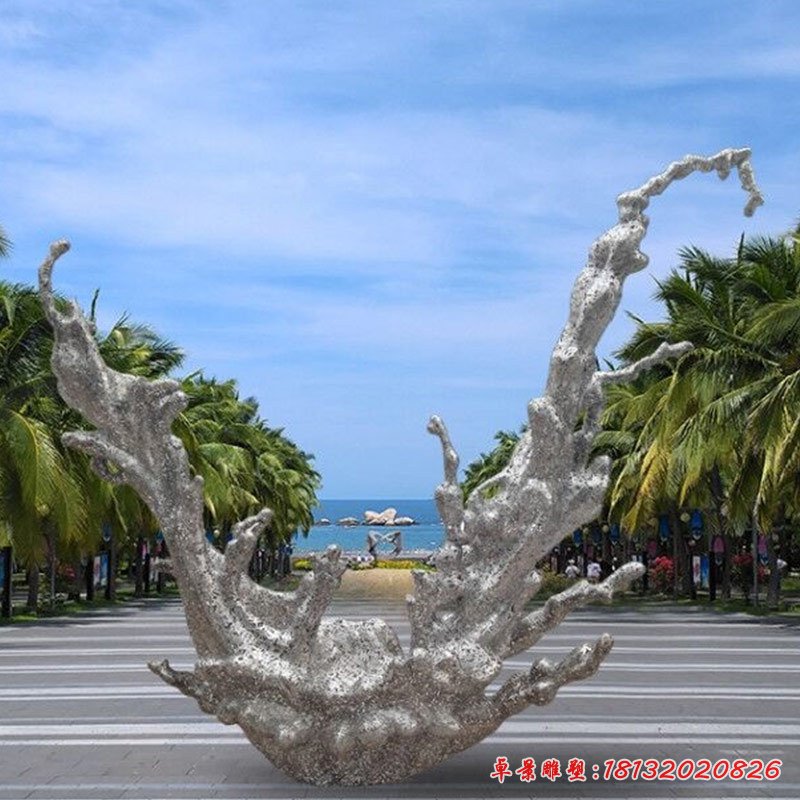 不锈钢海浪雕塑 (1)