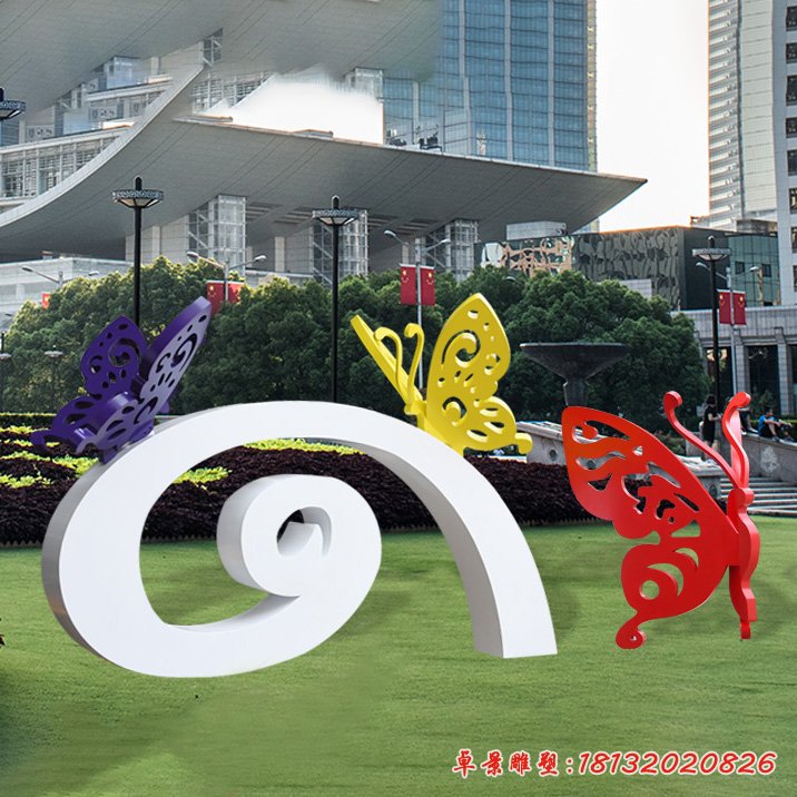 园林不锈钢蝴蝶雕塑 (4)