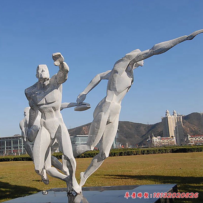 不锈钢滑冰人物  广场人物雕塑 (3)[1]