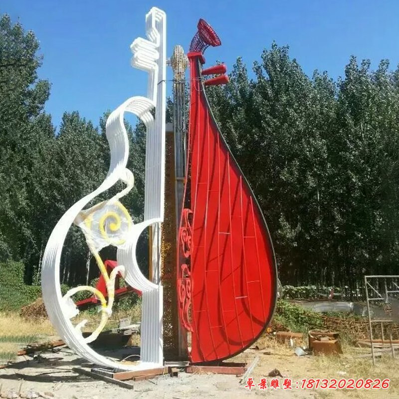 不锈钢小提琴雕塑,公园不锈钢雕塑 (2)