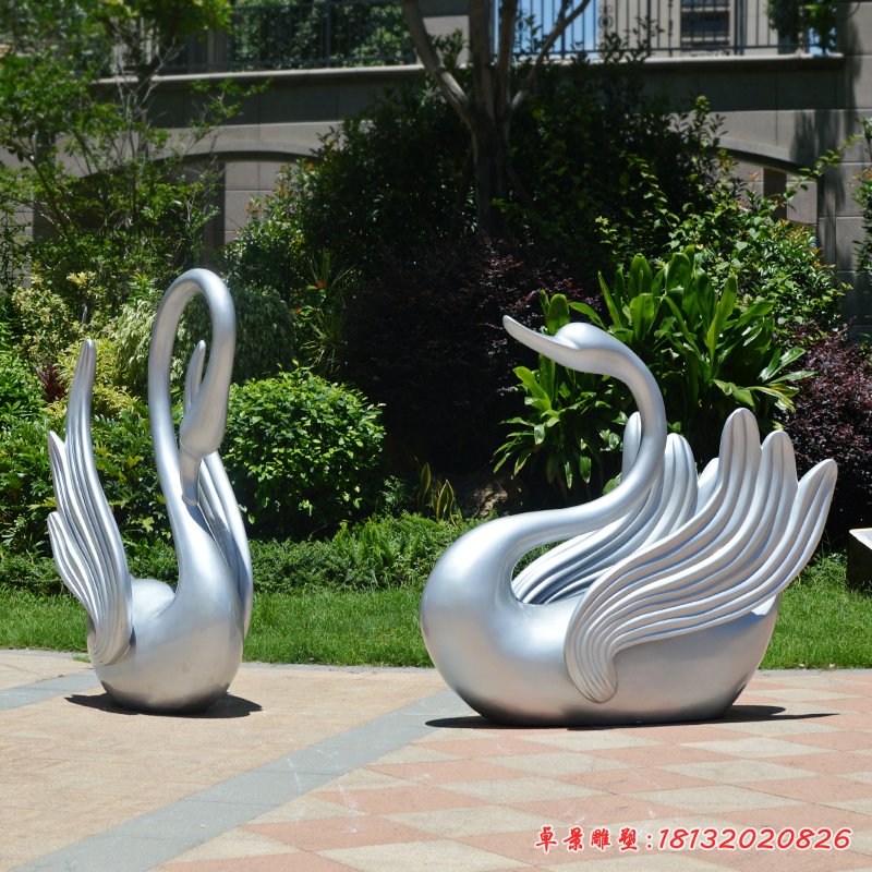 公园不锈钢抽象天鹅雕塑 (5)