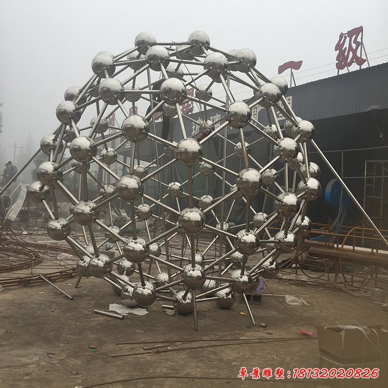不锈钢原子球雕塑,校园不锈钢雕塑 (1)