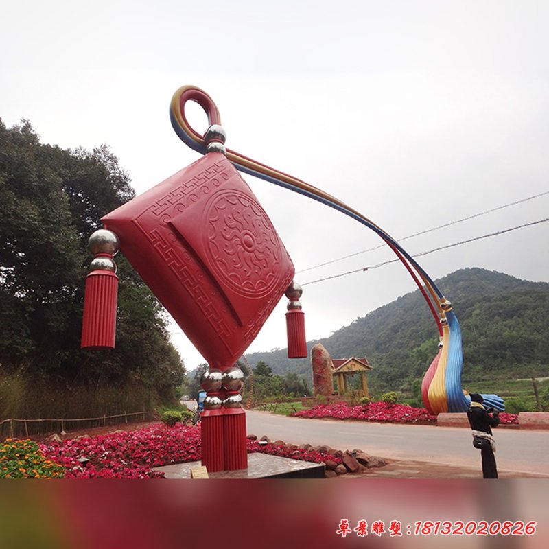 不锈钢抽象拱门雕塑,不锈钢中国结拱门雕塑 (2)