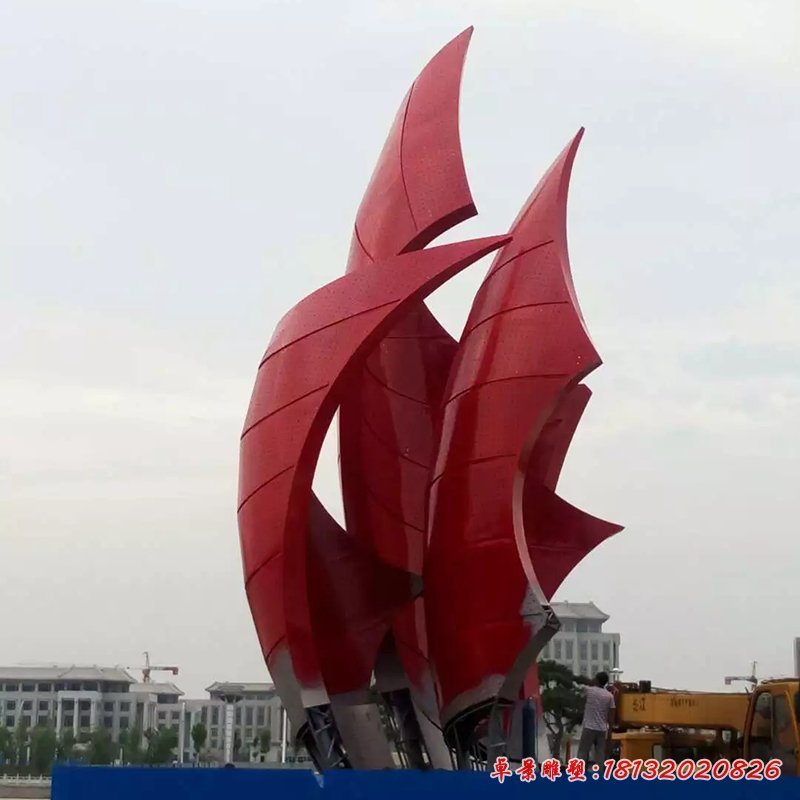 一帆风顺不锈钢雕塑，广场帆船雕塑