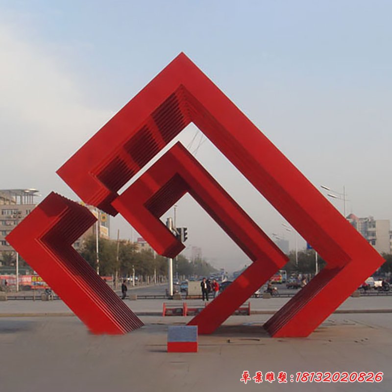彩色方框不锈钢雕塑 (2)