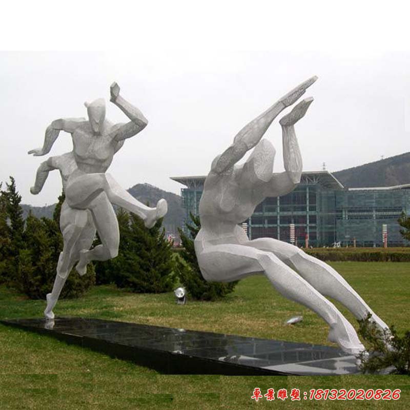 不锈钢抽象跳远人物雕塑