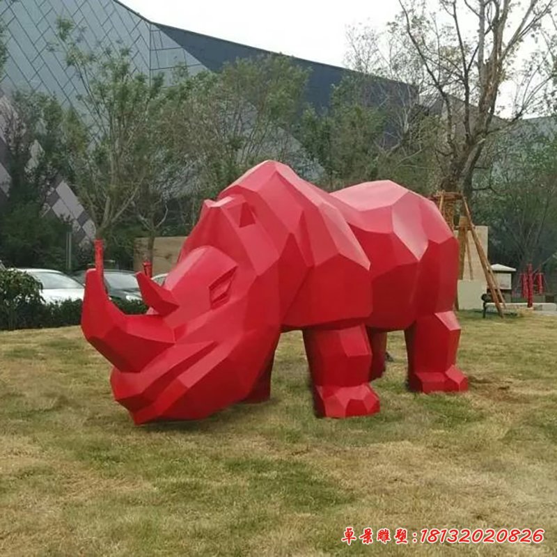 不锈钢犀牛雕塑,公园不锈钢犀牛雕塑