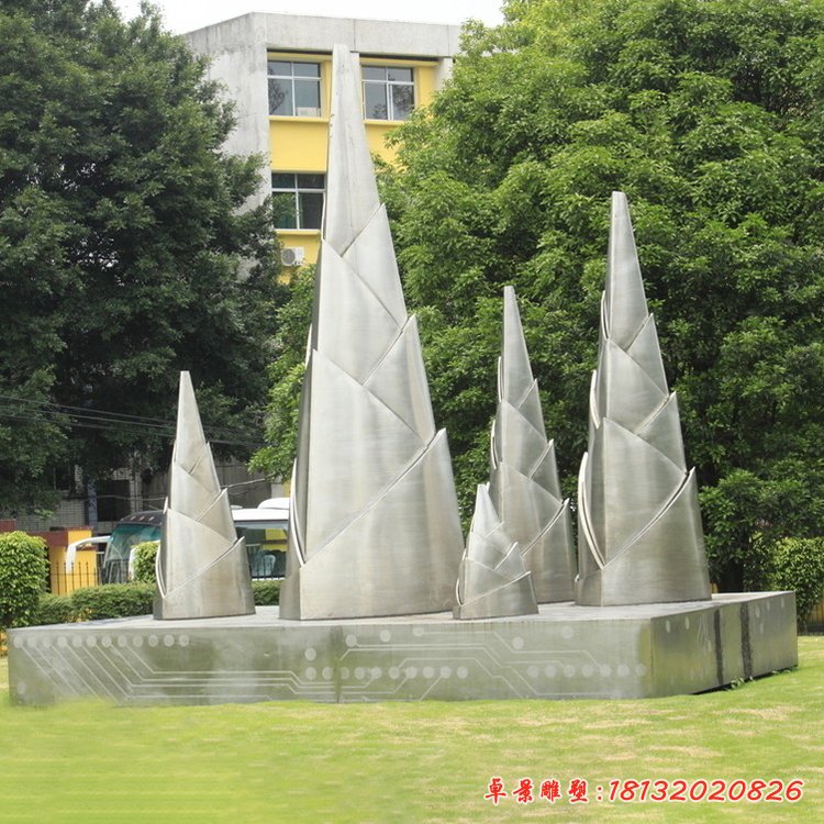 不锈钢竹笋雕塑  不锈钢公园景观雕塑(1)