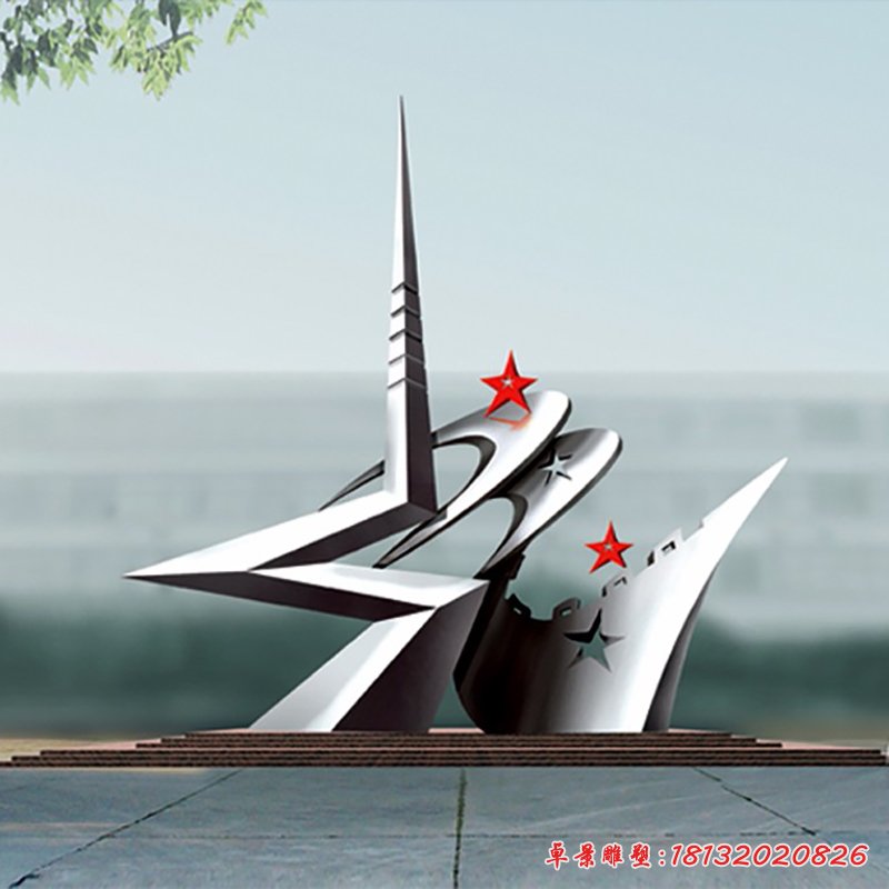 不锈钢五角星雕塑,部队雕塑