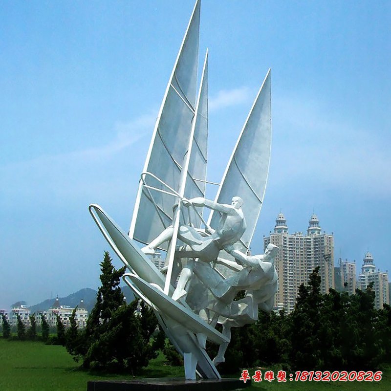 不锈钢帆船比赛雕塑,公园不锈钢雕塑
