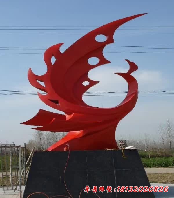 纳福迎祥之鸟抽象凤凰不锈钢雕塑