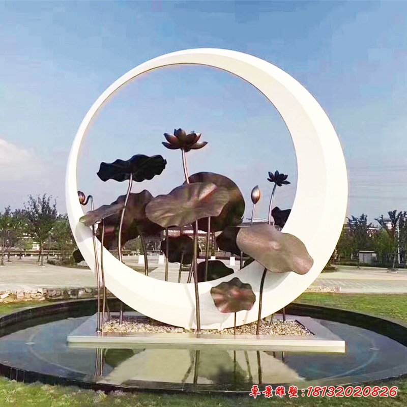 大型不锈钢荷花清廉主题雕塑广场园林景观党建文化铜雕金属摆件1973