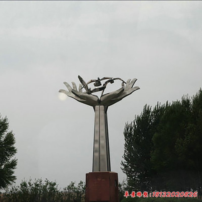 托起明天雕塑,不锈钢景观雕塑 (2)