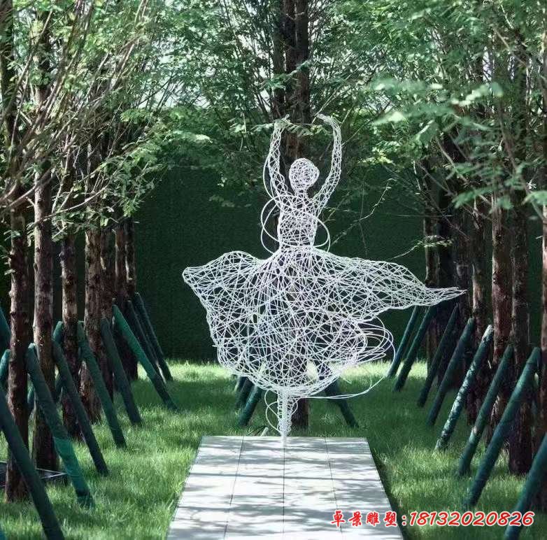 不锈钢镂空编织女孩跳舞雕塑 (3)