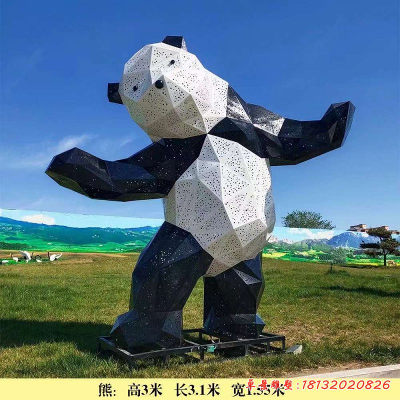 熊猫切面不锈钢雕塑
