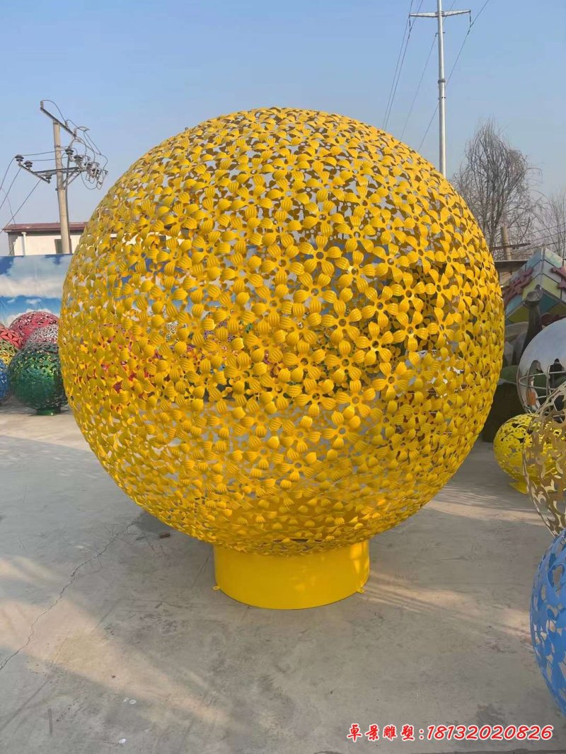 广场镂空花球不锈钢雕塑