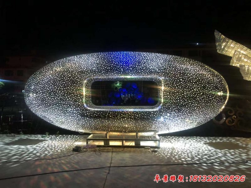 发光不锈钢镂空鹅卵石雕塑 (2)