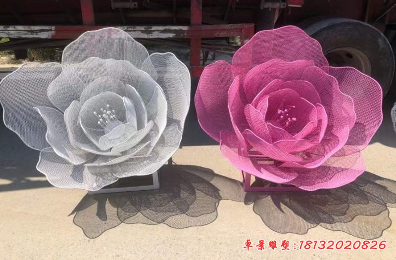 草坪不锈钢镂空花朵雕塑 (2)