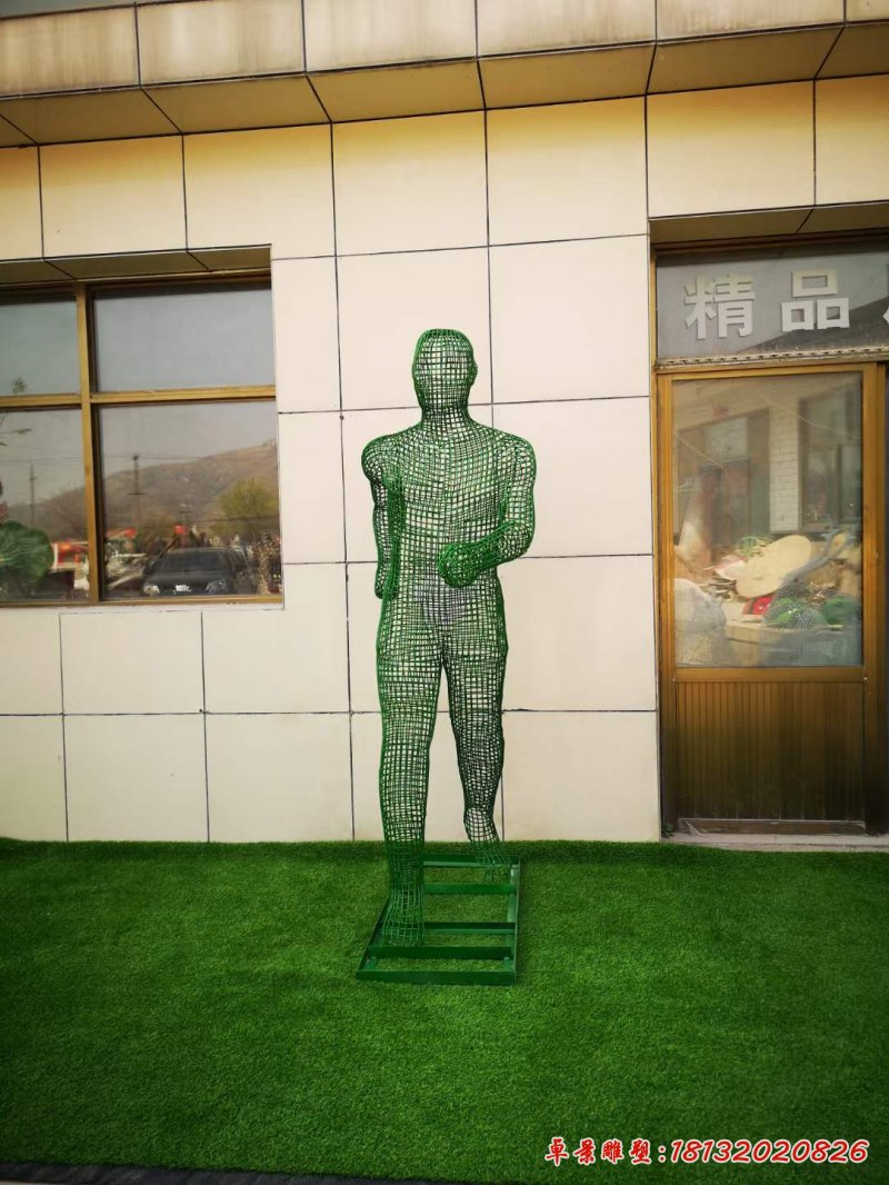 不锈钢镂空编织跑步运动人物雕塑 (1)