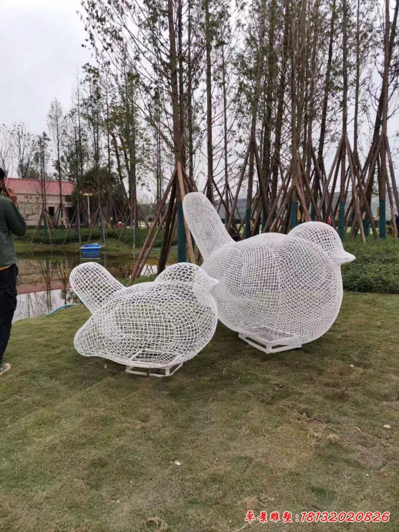 不锈钢镂空小鸟雕塑 (2)