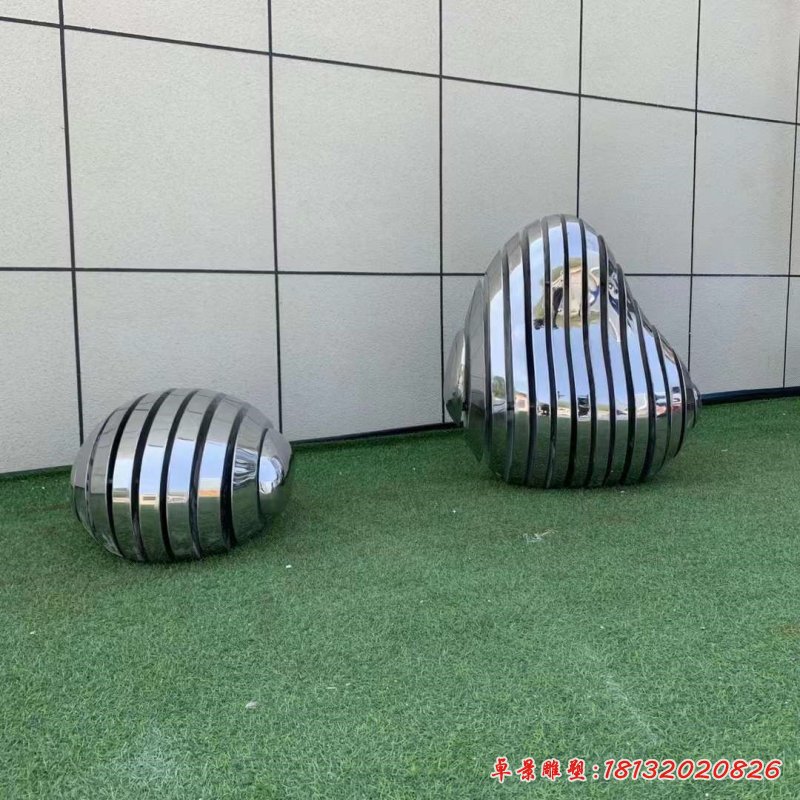 不锈钢抽象鹅卵石雕塑_副本