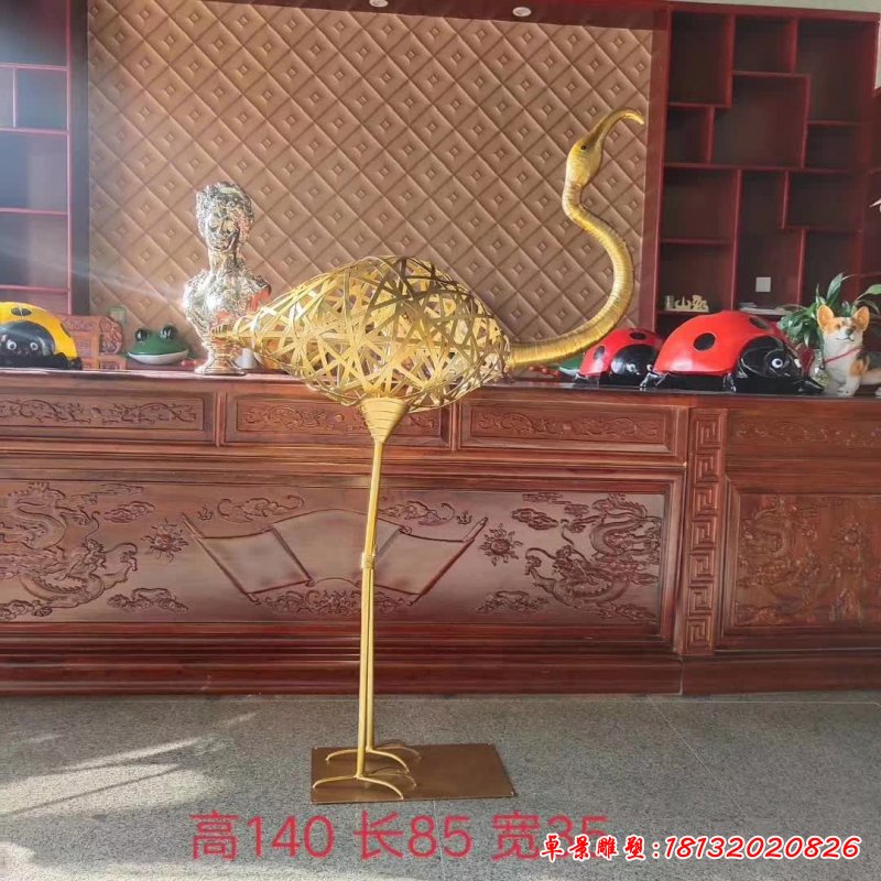 不锈钢编织火烈鸟雕塑 (2)