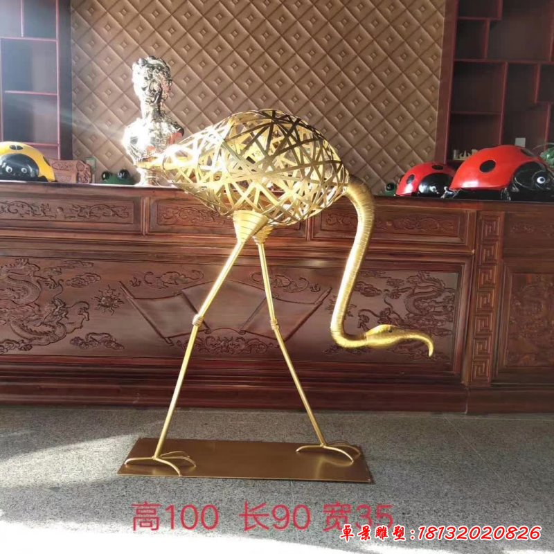 不锈钢编织火烈鸟雕塑 (3)
