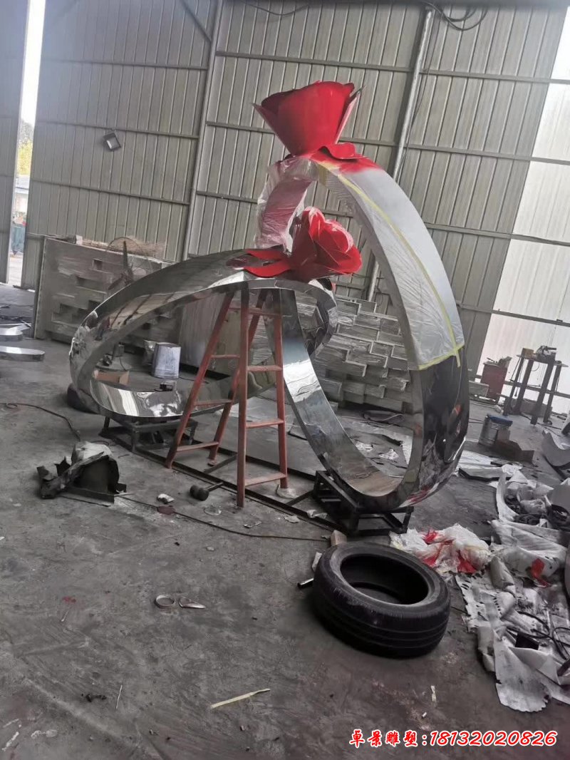 玫瑰花戒指不锈钢雕塑