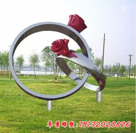 不锈钢玫瑰花戒指雕塑