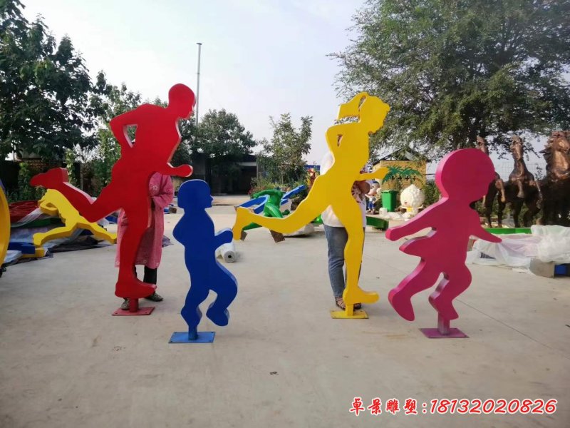 不锈钢抽象跑步剪影人物雕塑 (1)
