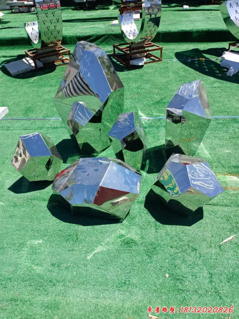 几何石块不锈钢雕塑 (3)