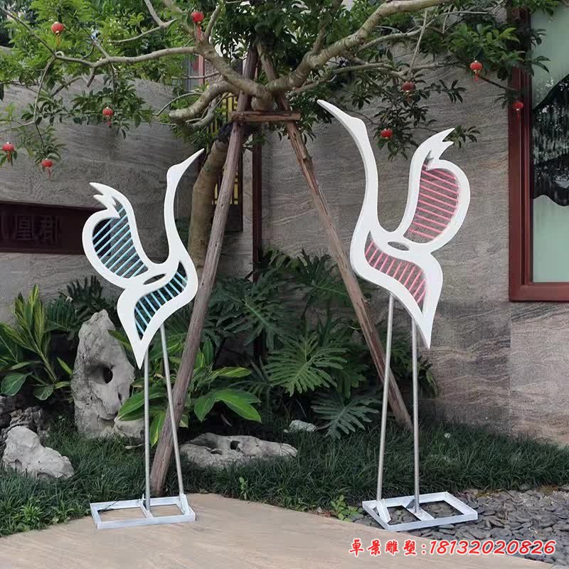 不锈钢抽象仙鹤雕塑 (12)