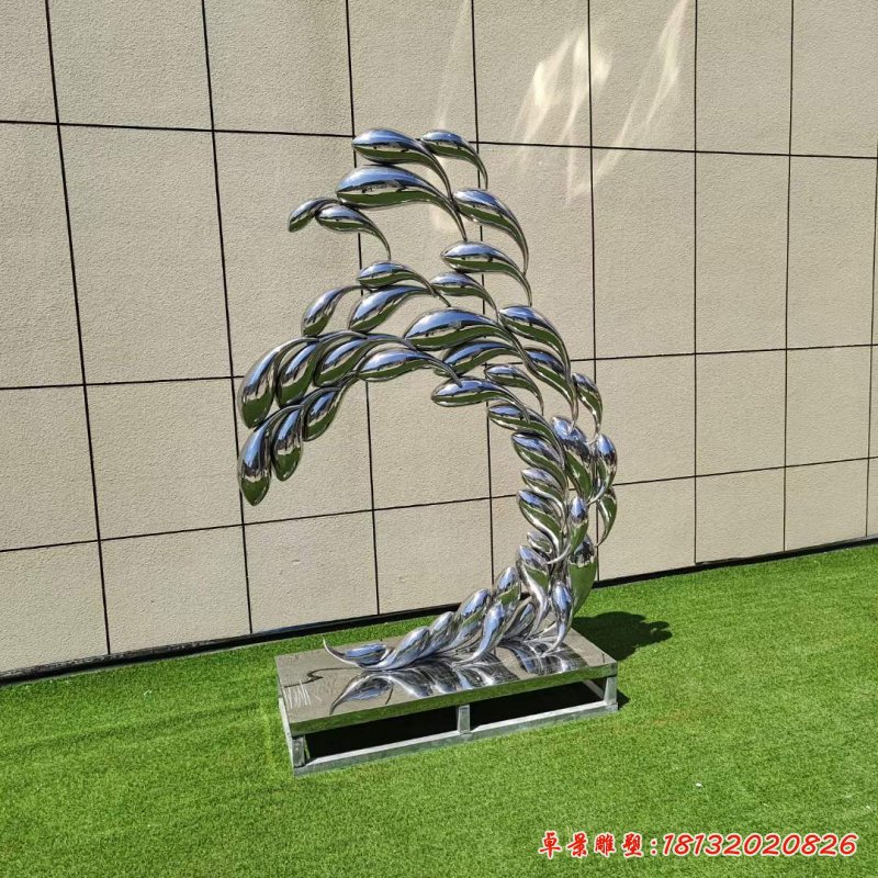 不锈钢抽象跳跃鱼群雕塑