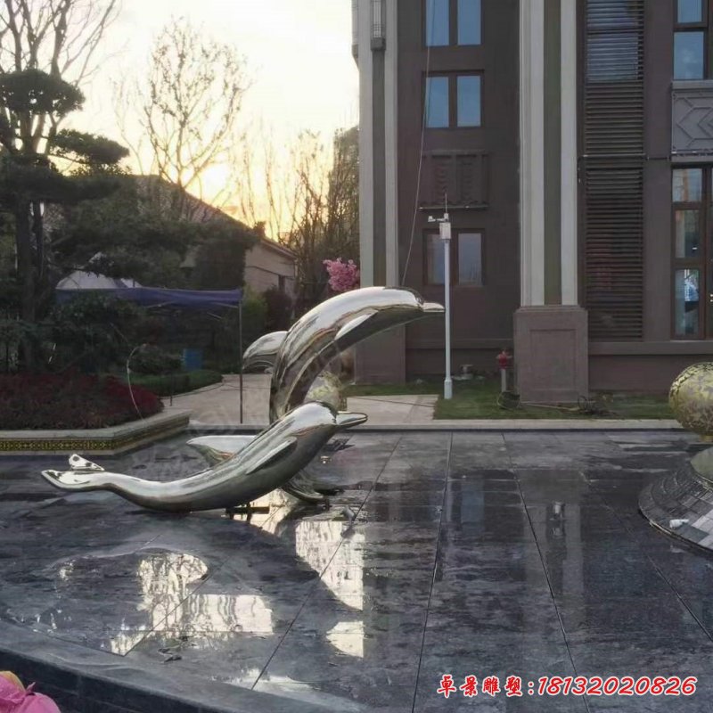 不锈钢海豚动物雕塑 (4)_副本