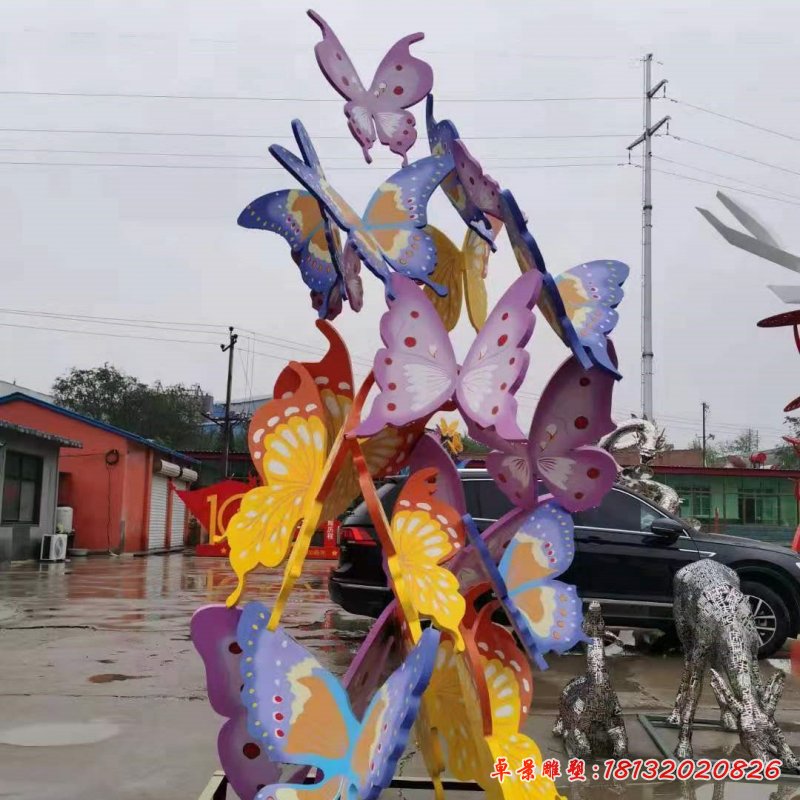 不锈钢发光彩绘蝴蝶雕塑 (1)_副本