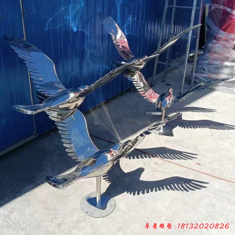 不锈钢镜面飞鸟雕塑 (3)_副本