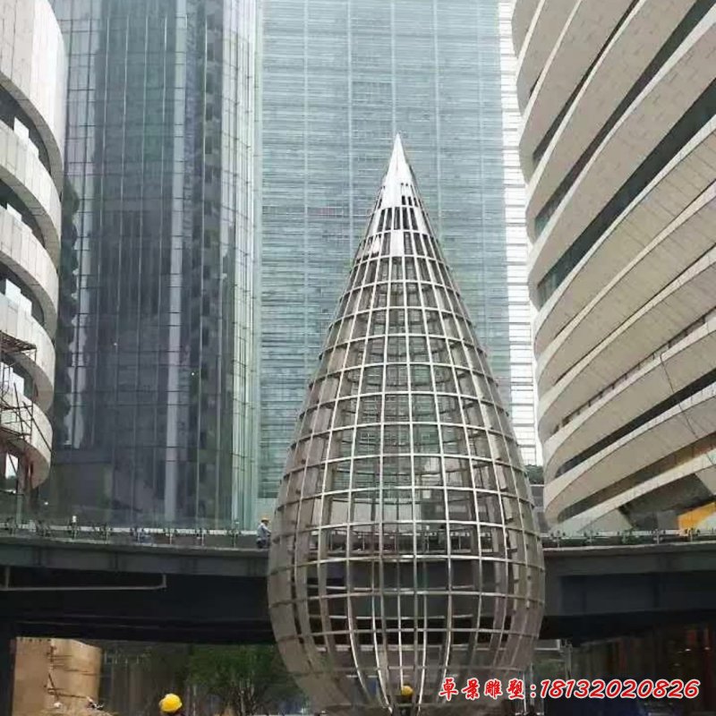 不锈钢广场大型水滴雕塑2_副本