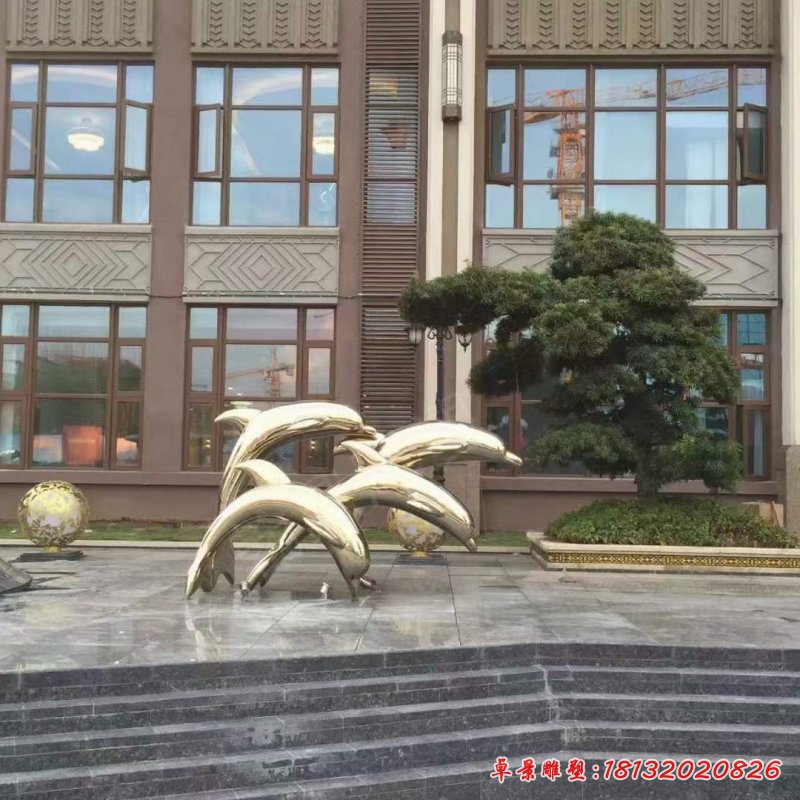 不锈钢海豚动物雕塑 (3)_副本