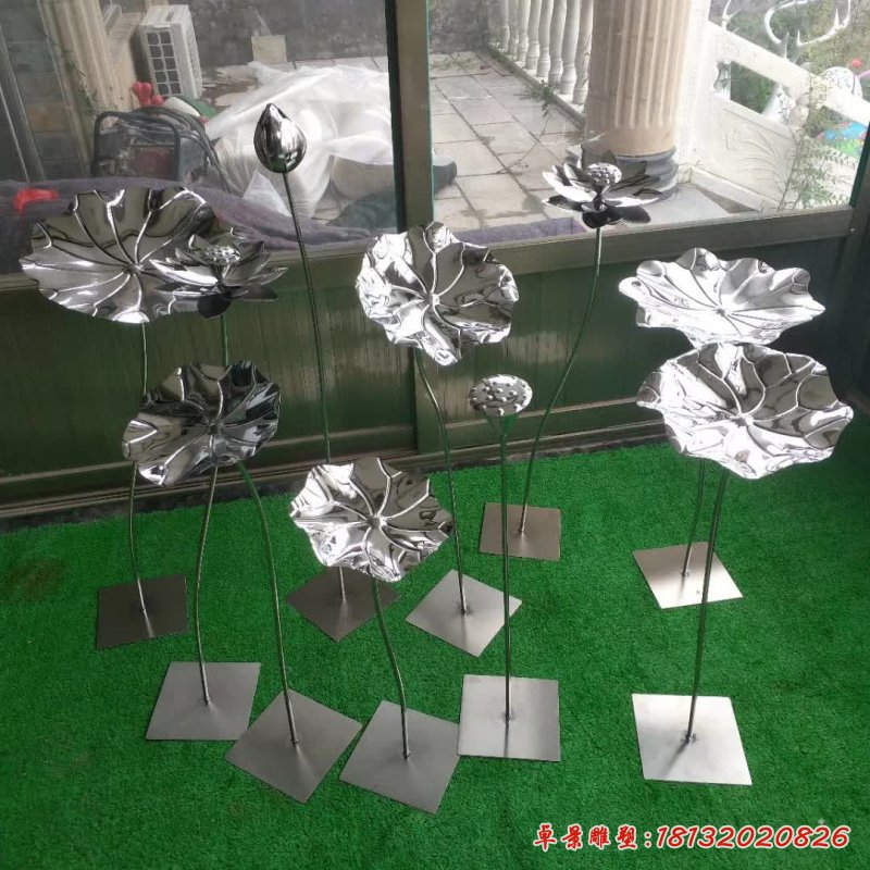 不锈钢铁艺荷花雕塑 (2)